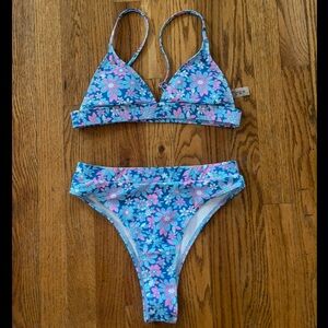 SHEIN Floral Bikini - Blue and Pink